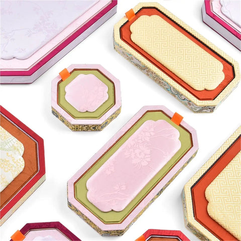Brown Stackable Jewelry Organizer Tray With Six Grids Drawer Storage Pad For Rings And Bracelets Straight Up Smart Storage Keeps Your Daily Stash Neat And Super Accessible showing assorted colorful layered boxes.