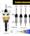 4 Piece Carbide Countersink Drill Bit Set For Woodworking With 4 Flutes And Adjustable Low Friction Depth Stop And Stop Collar Pro Grade Durable Bits For Cabinetry And Fine Woodworking 2.8mm 3.2mm 3.5mm 4mm