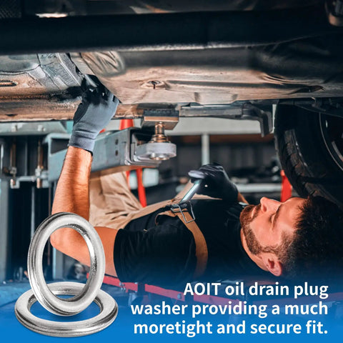 Mechanic using M12 Transmission Drain Plug Gasket Kit Fits Toyota 4Runner And Lexus GX460 IS250 IS300 IS350 SC300 SC400