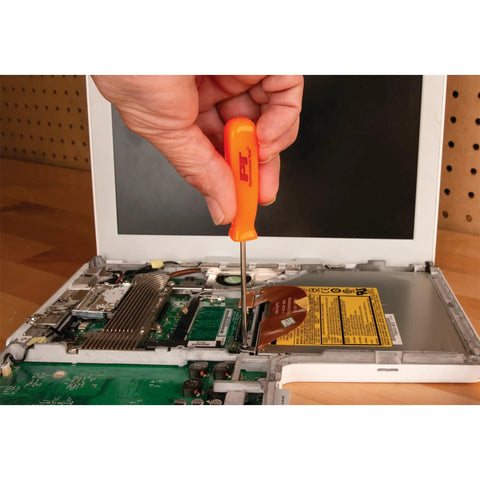 Person using 8 Piece Specialty Pick and Driver Set With Scraper, Pro Grade Precision Picks and Hooks, Chrome Vanadium Steel Shafts for electronics repair