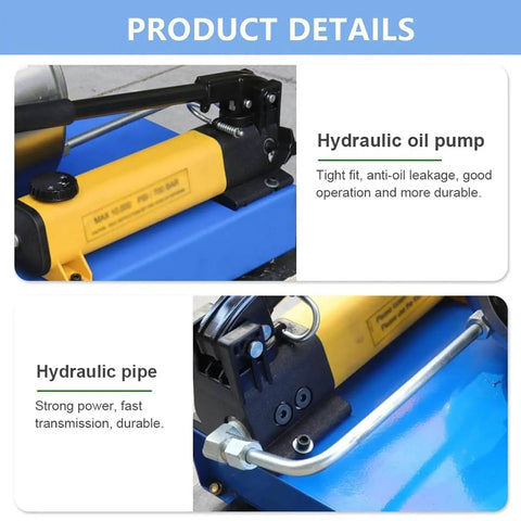Hella Durable Manual Hydraulic Hose Crimper With Seven Die Sets For Auto Mechanics And Garage Builds Using One Quarter To One Inch Wire Reinforced Tubing hydraulic pump and pipe details.