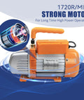 Front view of BACOENG 3-Gallon vacuum chamber with orange motor housing and stainless steel body.