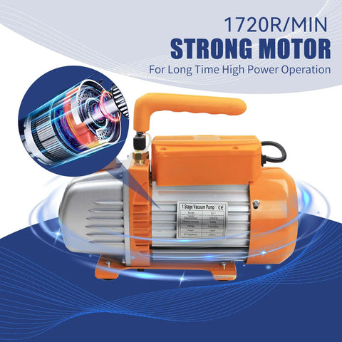 Front view of BACOENG 3-Gallon vacuum chamber with orange motor housing and stainless steel body.