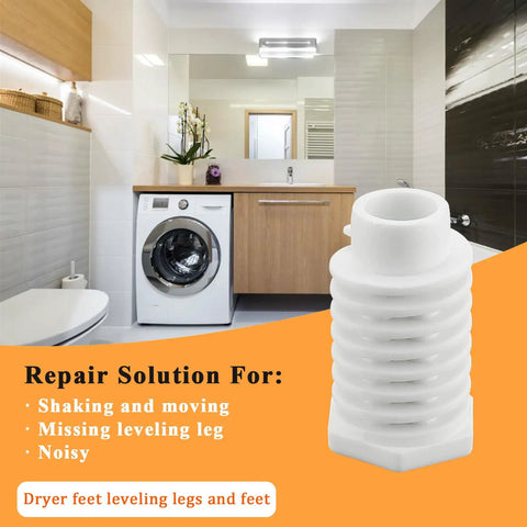 49621 PS1609293 Dryer Leveling Feet Pack Of 4 Replacement Kit For Whirlpool Dryers shown with washer in modern bathroom