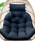 Egg Chair Cushion With Memory Foam For Hanging Indoors Or Outdoors, Super Comfy Headrest, Water Repellent Fabric, Durable Support For Hammock Basket Swings, Replacement Cushion In Blue, Cozy And Lasting on a wicker chair