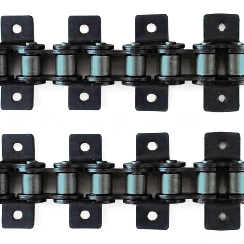 Ready To Use 1.5m Roller Chain 06B With Ears For Conveyor Replacement 9.525mm Pitch, close-up view of black chain links.