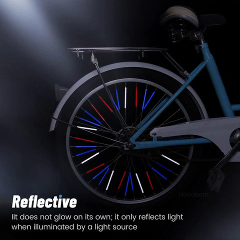 Reflective Bike Spoke Covers Set Of 72 Pieces Red White Blue Wheel Skins For 4th Of July ABS Material on bicycle wheel