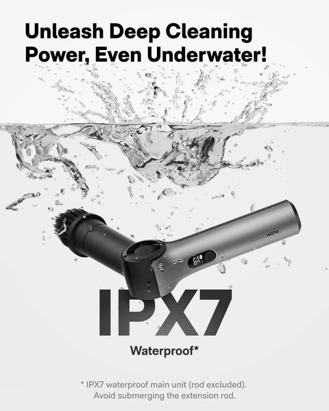 Cordless Electric Spin Scrubber With Extendable Handle And Adjustable Angle Smart Display IPX7 Waterproof underwater demo