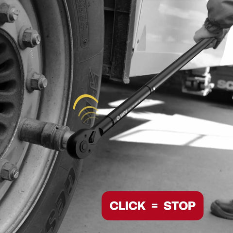 Pro Builder Three Quarter Inch Drive Click Torque Wrench Measuring One Hundred To Eight Hundred Foot Pounds Crafted For No Sweat Truck Tire Swaps And Heavy Job Sites