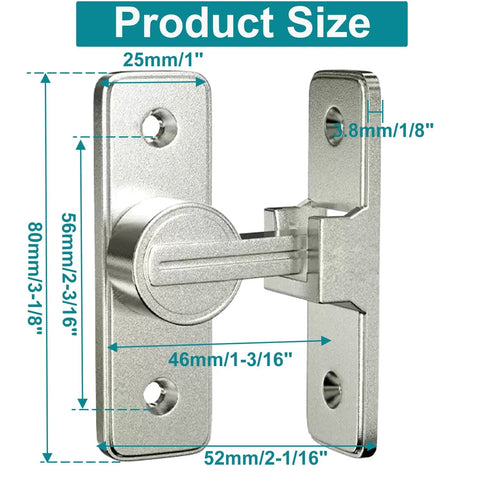 Heavy Duty Barn Door Lock Hardware With 90 Degree Flip Latch And Gate Bolt Lock Nickel Finish Sliding Door Latch product size