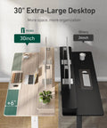 Fezibo 60 By 30 Inch Electric Standing Desk With Drawers Light Rustic Brown Finish showing extra-large desktop space for organization.