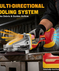 Flathead Angle Grinder For Tight Spaces With DeWalt 20V Battery Compatibility, 4-1/2 To 5 Inch Grinding Discs, 11,000 RPM, in use