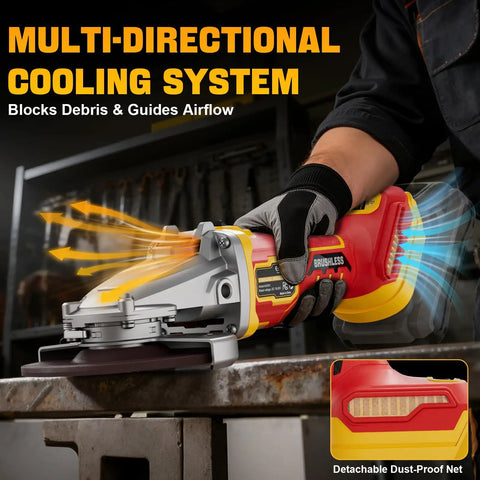 Flathead Angle Grinder For Tight Spaces With DeWalt 20V Battery Compatibility, 4-1/2 To 5 Inch Grinding Discs, 11,000 RPM, in use