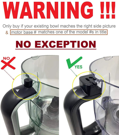 Comparison of two blender bowls showing correct fit for 64oz 8 Cup Replacement Bowl With Locking Lid For Ninja Bl680 Bl680A Bl681A Bl682 BN801 BN805 BL910 Auto IQ Duo Blender Blade Not Included Premium Quality Easy Fit