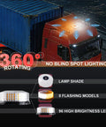 Top Shelf Led Roof Top Warning Light Amber And White 12V 24V Truck Strobe Beacon With Dang Strong Magnetic Mount For All Weather Job Site Crew Safety Gear on truck roof.