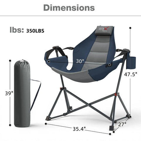 Hammock Camping Chair With Adjustable Backrest And Pillow Cup Holder, Heavy Duty 350 Lbs Oversized Swinging Chair dimensions