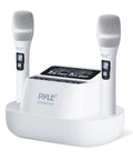 UHF Wireless Microphone System With Bluetooth Receiver, dual rechargeable mics, and charging dock, front view