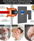 All Metal Matte Black Dual Showerhead System With Rainfall Head And Handheld, showing pressure balance rough-in valve with images of users