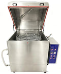 Industrial Parts Rotary Spray Washer Cabinet Beast Mode Grimebusting Powerhouse 31.5 x 19.7 in, stainless steel, open lid view, 360 spin basket.