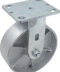 Heavy Duty Steel Caster Wheels 4 Pack 6 Inch Industrial Rigid Top Plate Casters 4800 Lbs Capacity, silver steel wheel with top plate.