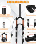 Travel 120mm Air Suspension Fork For Mountain Bikes With Rebound Adjust Manual And Remote Lockout One Eighth Inch Straight Or Tapered Steerer 9mm QR Disc Brake Compatible Ultralight XC AM Front Fork diagram