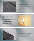 Close-up of waterproof fabric and double-layer sewing for Vented Resin 3D Printer Enclosure With Vent Kit And LED Light Protective Tent Cover Large Front Window Pro Grade Rust Resistant Stainless Steel Frame For Safe Easy To Use Resin Printing.