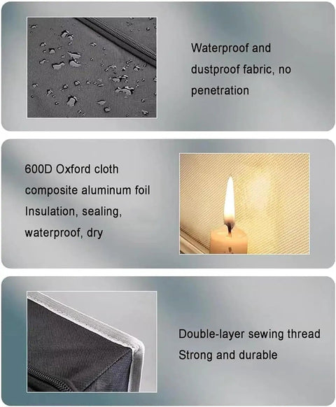 Close-up of waterproof fabric and double-layer sewing for Vented Resin 3D Printer Enclosure With Vent Kit And LED Light Protective Tent Cover Large Front Window Pro Grade Rust Resistant Stainless Steel Frame For Safe Easy To Use Resin Printing.