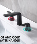 8 Inch Widespread Bathroom Faucet With Two Handles, Pop Up Drain, And Water Supply Lines, Matte Black Finish, 3 Hole Install