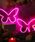 Two Pack Butterfly Neon Sign LED Light Wall Decor Pink Neon Butterfly Wall Art Powered By 3AA Batteries Or USB