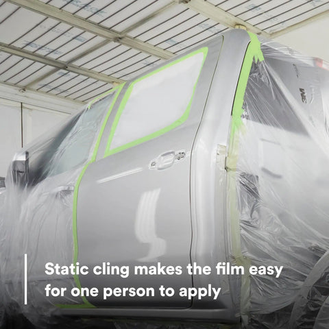 High Density Plastic Sheeting Masking Film Tear Resistant And Durable Easy To Cut Static Cling Covering on Car for Painting