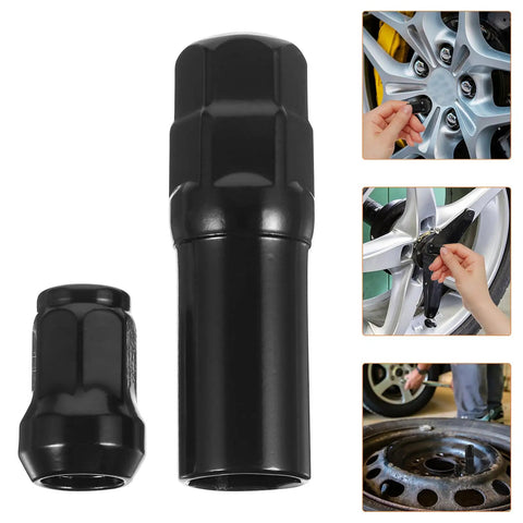 Heavy Duty 21 Piece Steel Wheel Lug Nuts With Anti Theft Hex Design showcasing lock nuts and hex key for easy tire swaps.