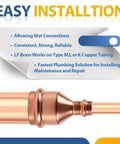 Heavy Duty Copper Press Coupling No Stop 50 Pack 4X3 Through Flow Pipe Connector For No Sweat DIY Repairs and Easy Installation with Brass Compatibility.