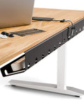 Under Desk Cable Management Tray Set Of 2 With 10 Cable Ties Easy Mount Under Table Organizer installed on wooden desk