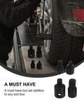 Cool 4-Piece Black Tool Steel Ball Socket Adapter Kit With High Hardness For Tough Jobs And Automotive Work That Lasts A Lifetime in use on car wheel