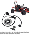 Go-kart hydraulic disc brake kit; includes silver rotor, black caliper, master cylinder with hose, and pads.