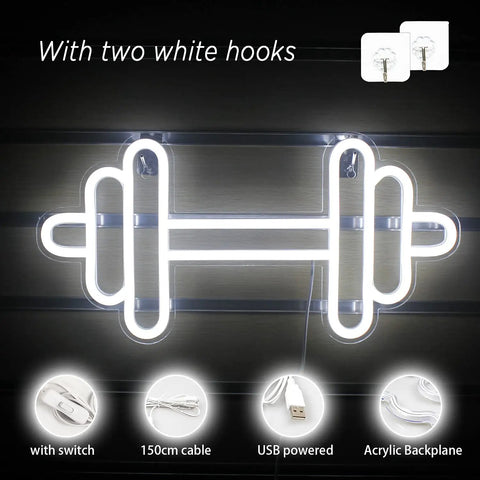 Barbell And Dumbbell Neon Sign For Home Gym Decor LED Neon Lights Wall Art That Pumps Up Sports Space Vibe For Fitness Lovers Game Room