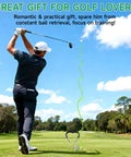 Man practicing swing with Golf Swing Trainer Kit With Rope And Two Golf Balls For Backyard Practice Aid With Calibrated Stakes.