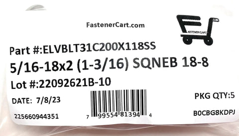 Pack Of Five Rock Solid 18 8 Stainless Steel Elevator Bolts With Square Neck Design on packaging for deck projects