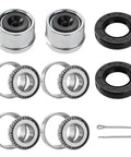 Two Pack 30205 Trailer Bearings Kit With Races And TC 30x52x10mm Seals Dust Covers And Cotter Pins For 25mm Axles