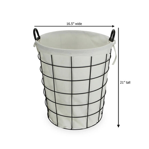 16 Inch Metal Wire Basket With Linen Fabric Liner And Side Handles For Laundry And Home Storage Must Have Ready To Use Fully Assembled