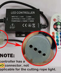 Replacement Remote And Controller Pack For RGB LED Light Strips And Neon Rope Lights With 16 Color Options, round connector detail