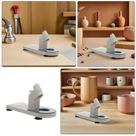 Heavy Duty Plastic Glue Stick Organizer Stand With Deep Trenches For Hot Melt Adhesive Pens on wooden desktop in craft room.
