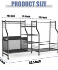 Dimensions of Rollin Golf Bag Storage Rack With Wheels All In One Sports Gear Organizer Large Capacity Garage Cart