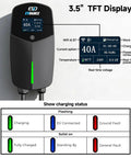 High Performance Level 2 EV Charger 40 Amp 9.6 KW Fast Charge 240 Volt NEMA 14-50 Plug J1772 Standard with 3.5" display.