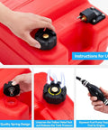 Portable 6 Gallon 24L Marine Fuel Tank with dual venting cap, level gauge, and 9.8-foot hose shown in red.
