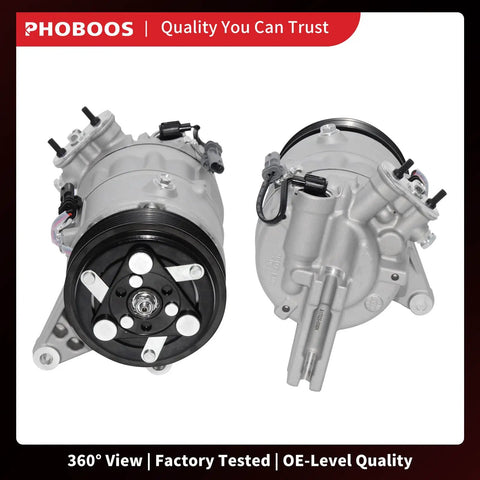 Top Shelf AC Compressor With Clutch Knocks Out Road Heat Fast And Keeps Your Rides Interior Ice Cold For Chevy Impala Buick Lacrosse Gmc Equinox V6 Or L4 Sedan Fwd Direct Fit Replacement, 360° view, showing six groove pulley.