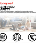 Honeywell certified safety image with children playing, emphasizing rigorous safety testing for Barcadero Modern 44 Inch Ceiling Fan With Light LED Indoor Fan Three Blades White Finish Pull Chain Control For Lights And Speed Quiet Energy Efficient Cooling For Living Room Bedroom.