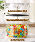 Airtight 50 Piece Food Storage Set With Lids For Meal Prep, Leak Proof BPA Free Plastic Containers shown with silicone sealing ring.