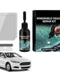 Windshield Crack Repair Kit Do It Yourself Glass Repair Solution Quick Fix For Home Roadside And Auto Shop Use Three Step Process To Restore Chips And Cracks With Invisible Finish And Durable Seal bottle, applicator, and scraper displayed