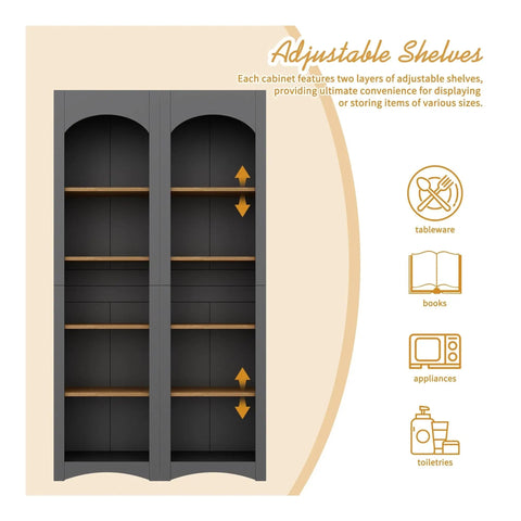Farmhouse Two Tone 5 Tier Book Shelves And Cabinet Set With Adjustable Shelves showcasing storage options